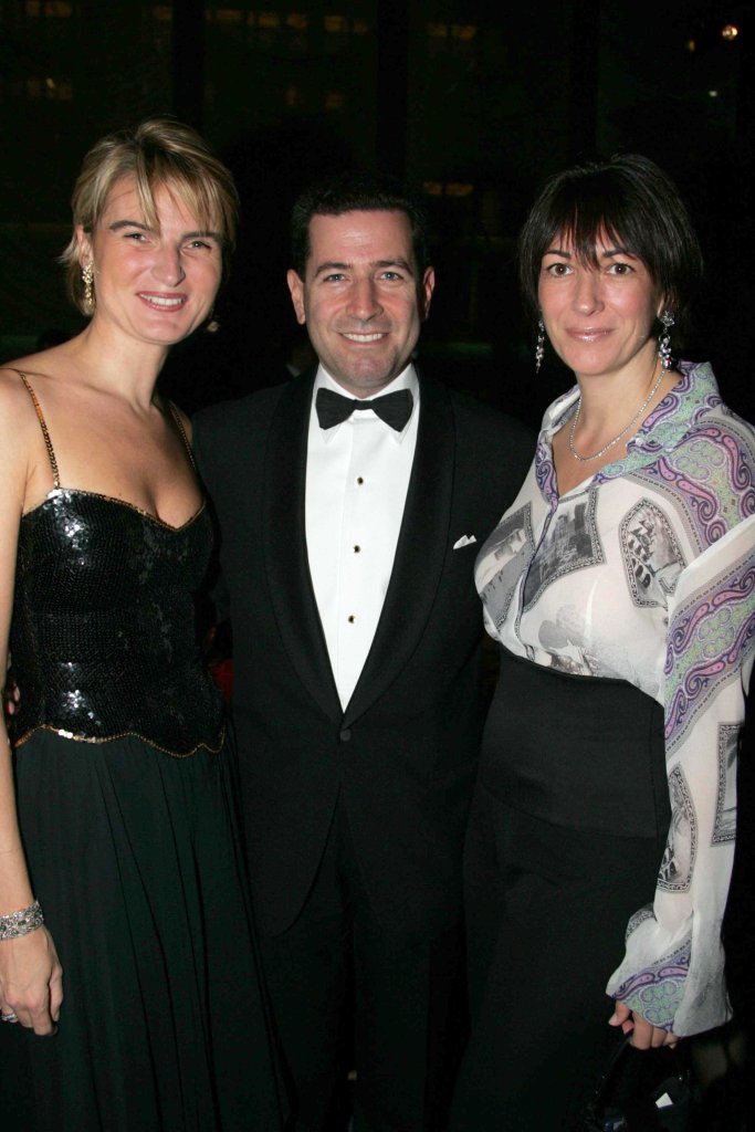 Olivia Flatto, Adam Flatto, and Ghislaine Maxwell at a gala.