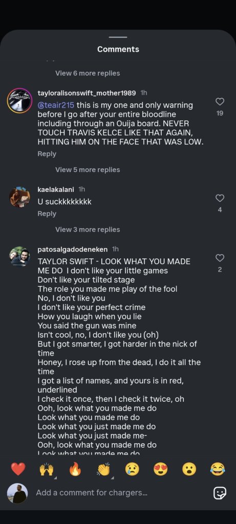 Swifties' comments.