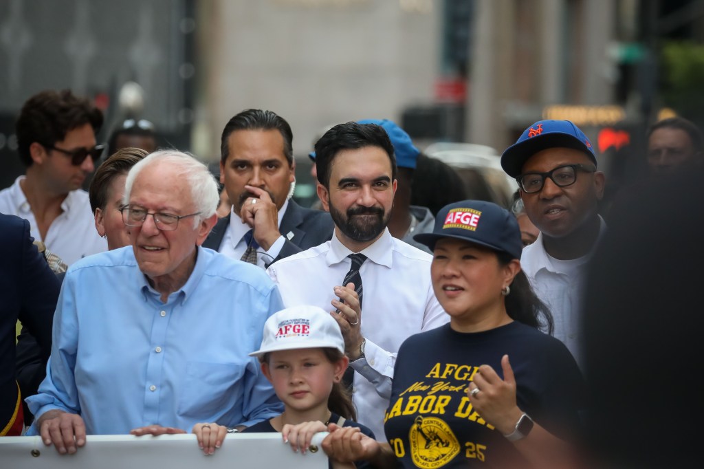 Bernie Sanders and Zohran Mamdani at the NYC Labor Day Parade.