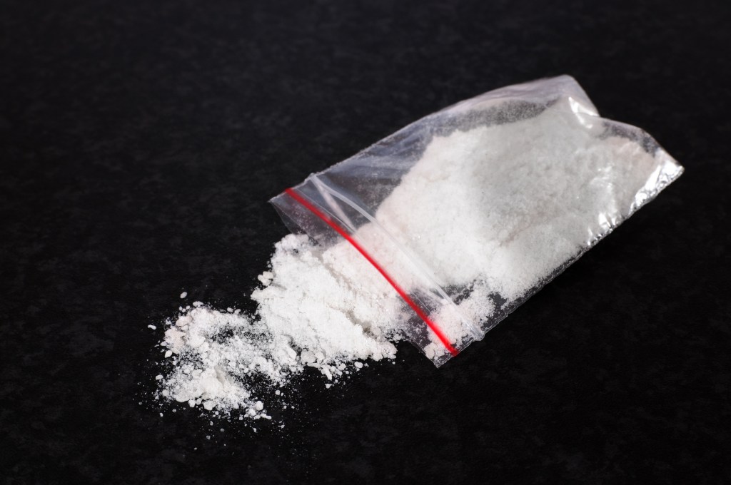 Mephedrone (Meow) in a plastic bag.