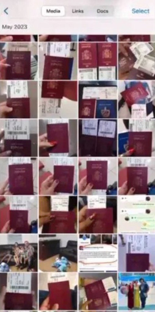 Collage of passports and airline tickets.