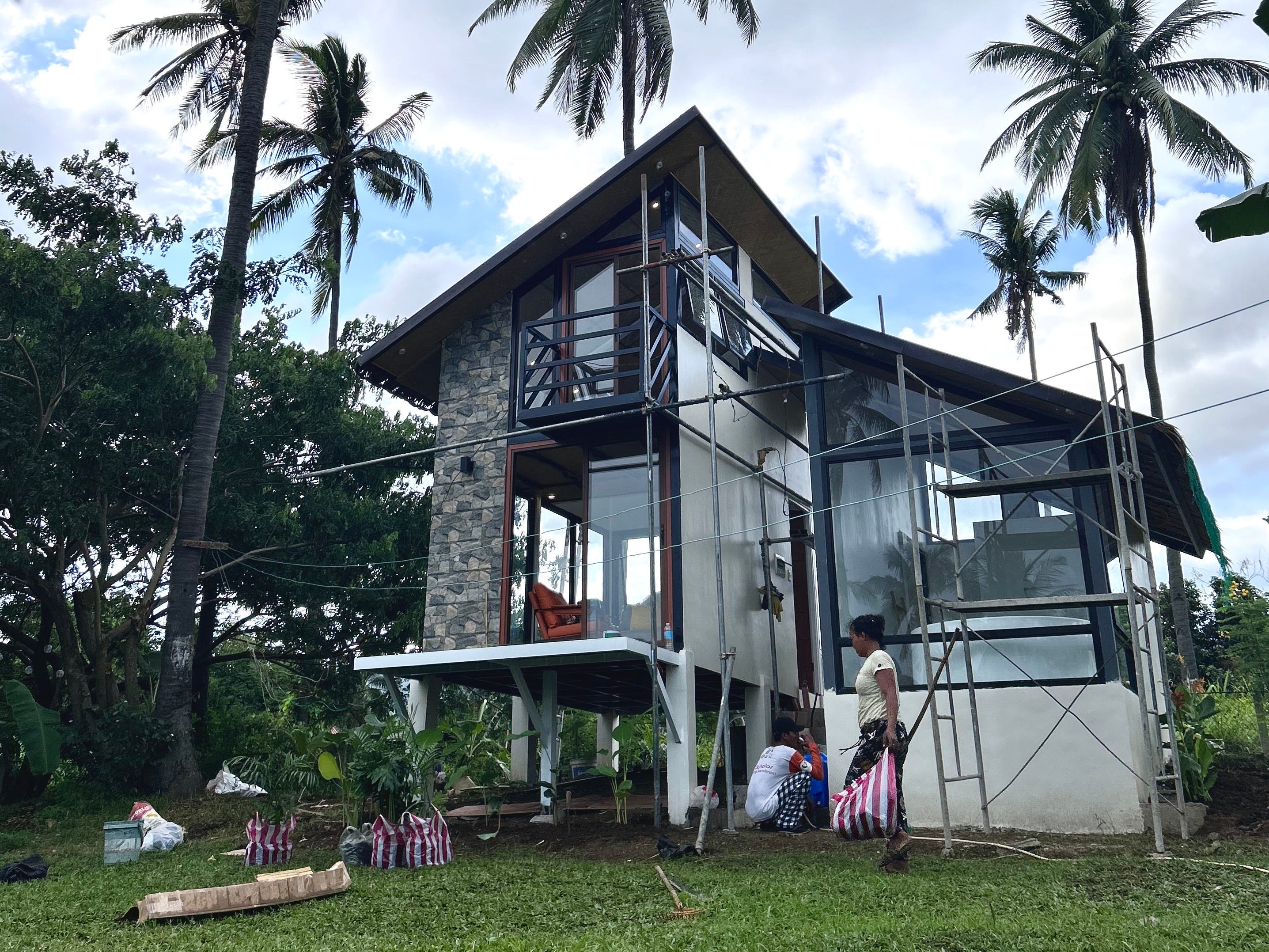 A progress photo of the tiny house while it was being constructed.