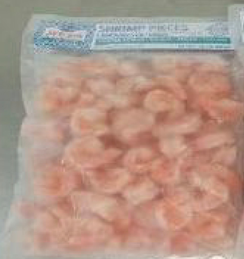 Bag of frozen shrimp.