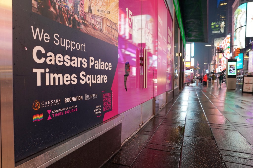 Times Square sign supporting a Caesars Palace casino.