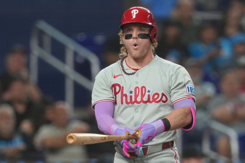 Harrison Bader of the Philadelphia Phillies at bat.