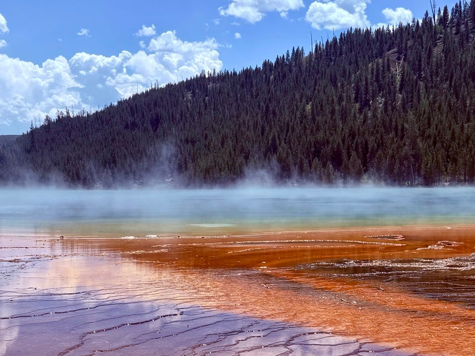 Colorful geyser in yellowstone