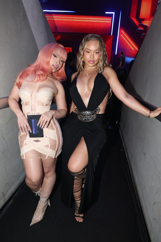 Ice Spice and Latto attend the 2025 MTV Video Music Awards at UBS Arena on September 07, 2025 in Elmont, New York.