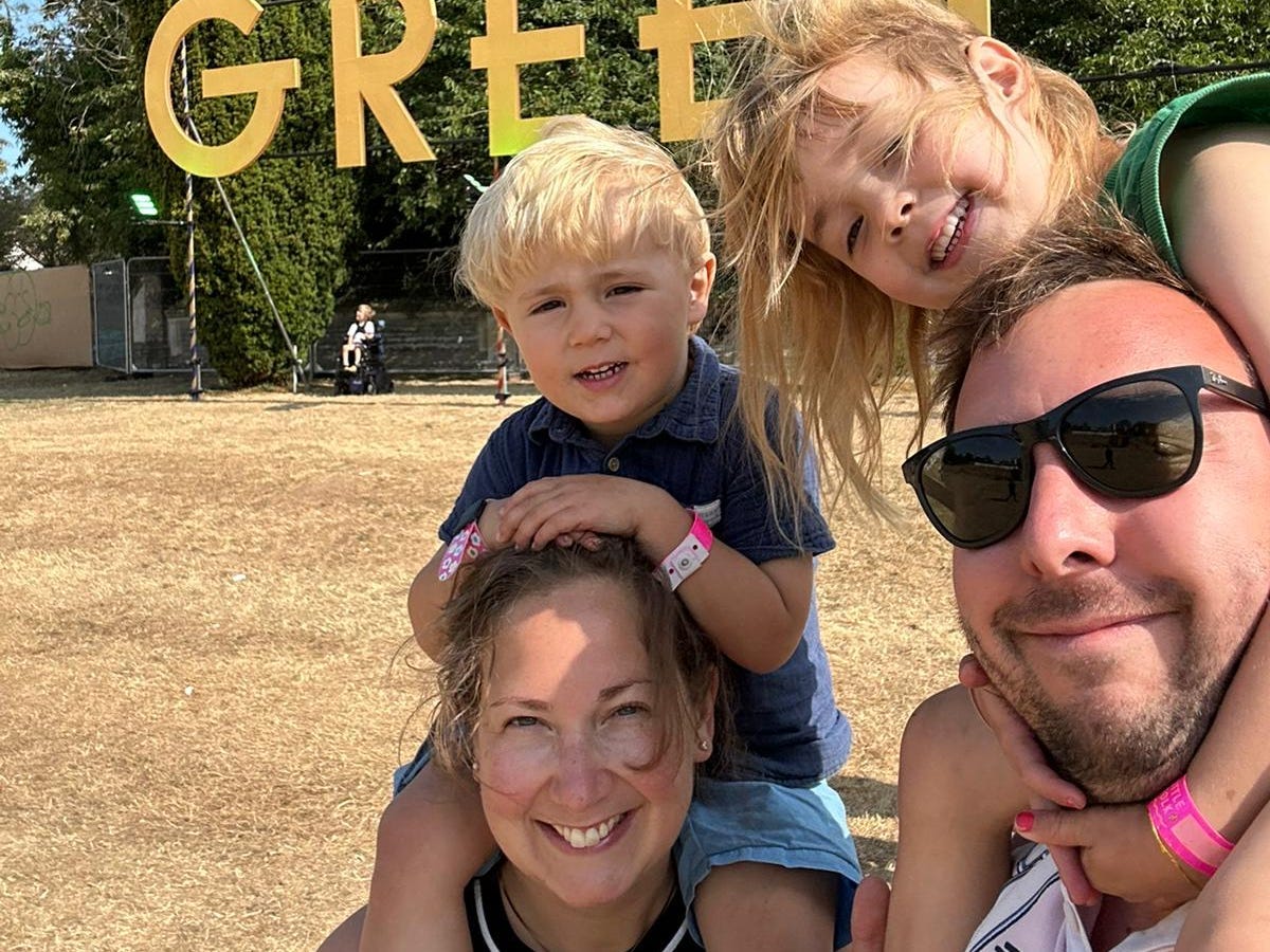 The author and her family at the Green Man music festival in 2025.