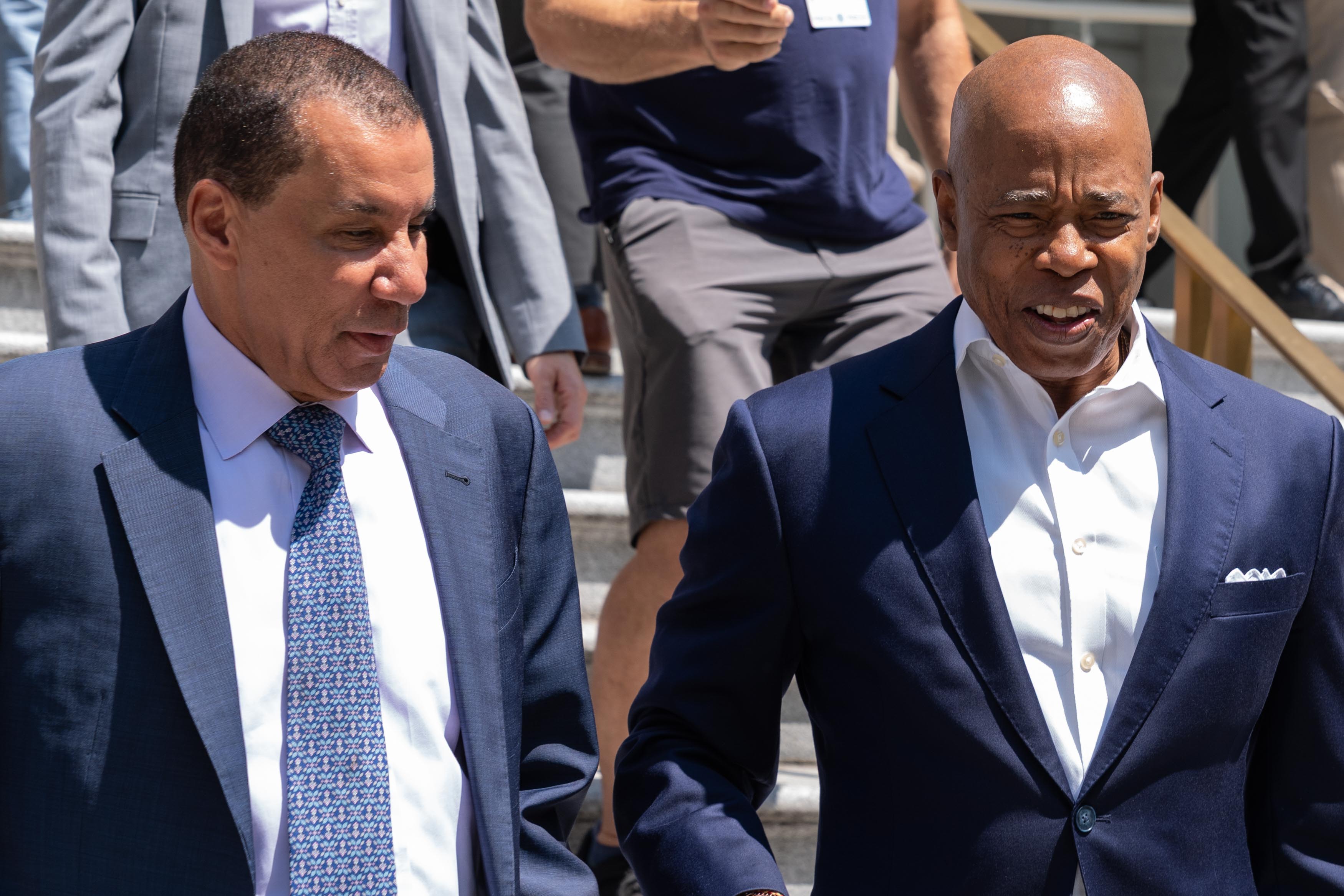Former Governor David Paterson and mayor Eric Adams 