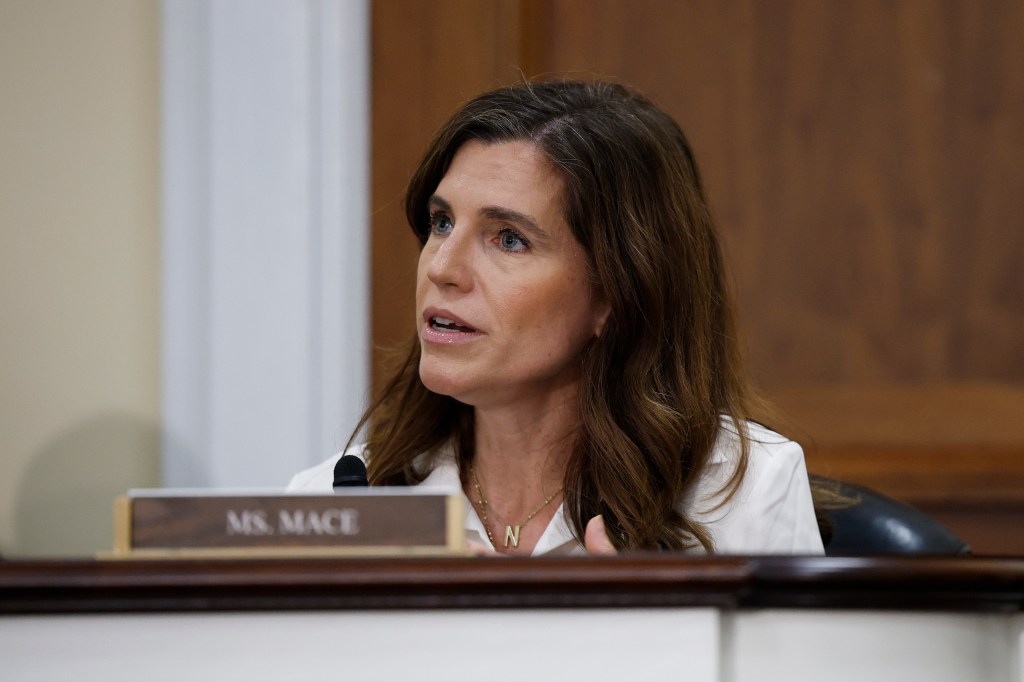 Rep. Nancy Mace in a white shirt.