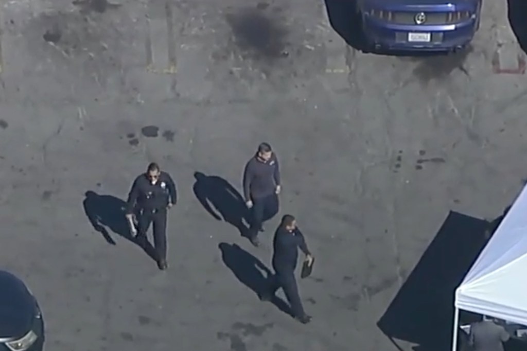 Police officers at a crime scene.