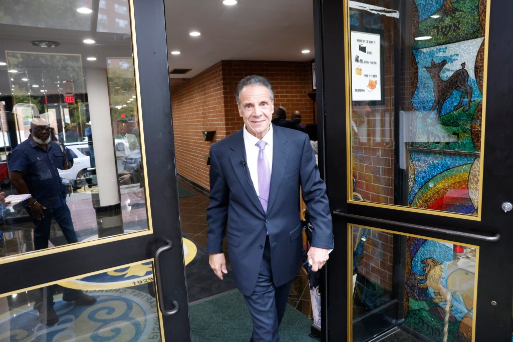 Andrew Cuomo leaving a church in Queens, NY.
