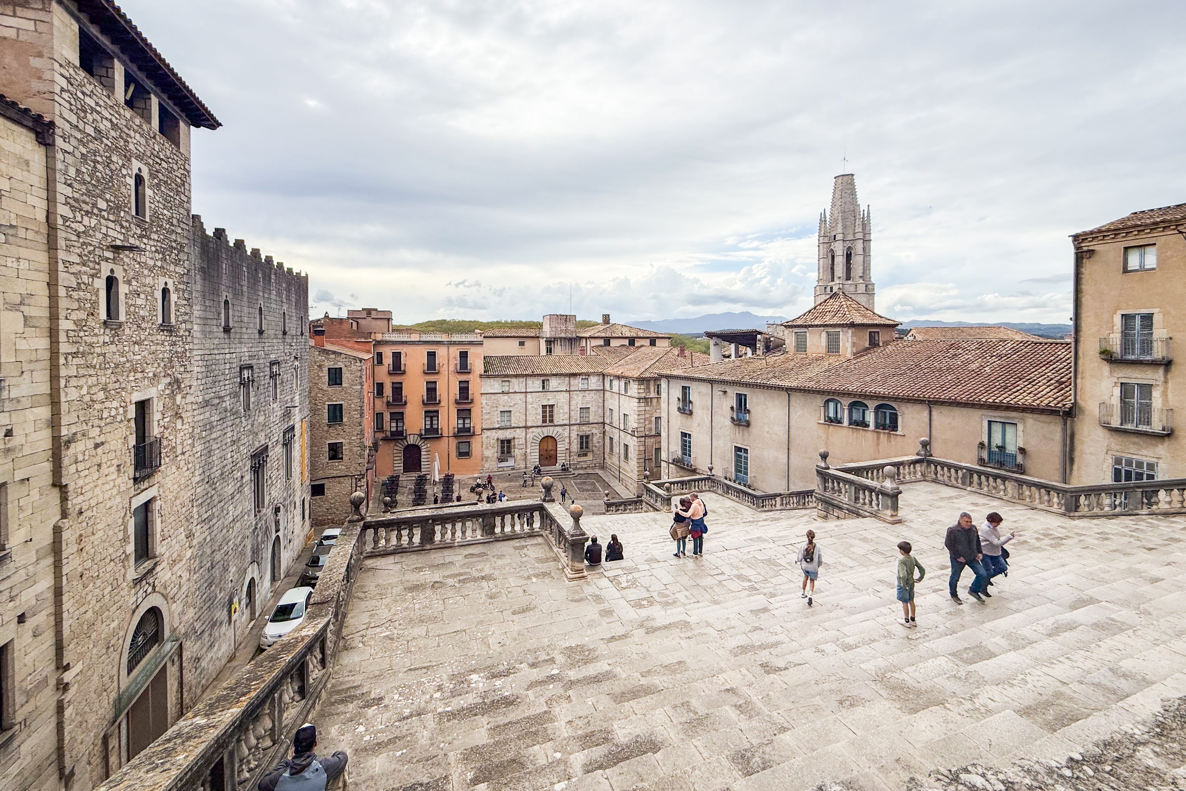 People walking in Girona City Center
