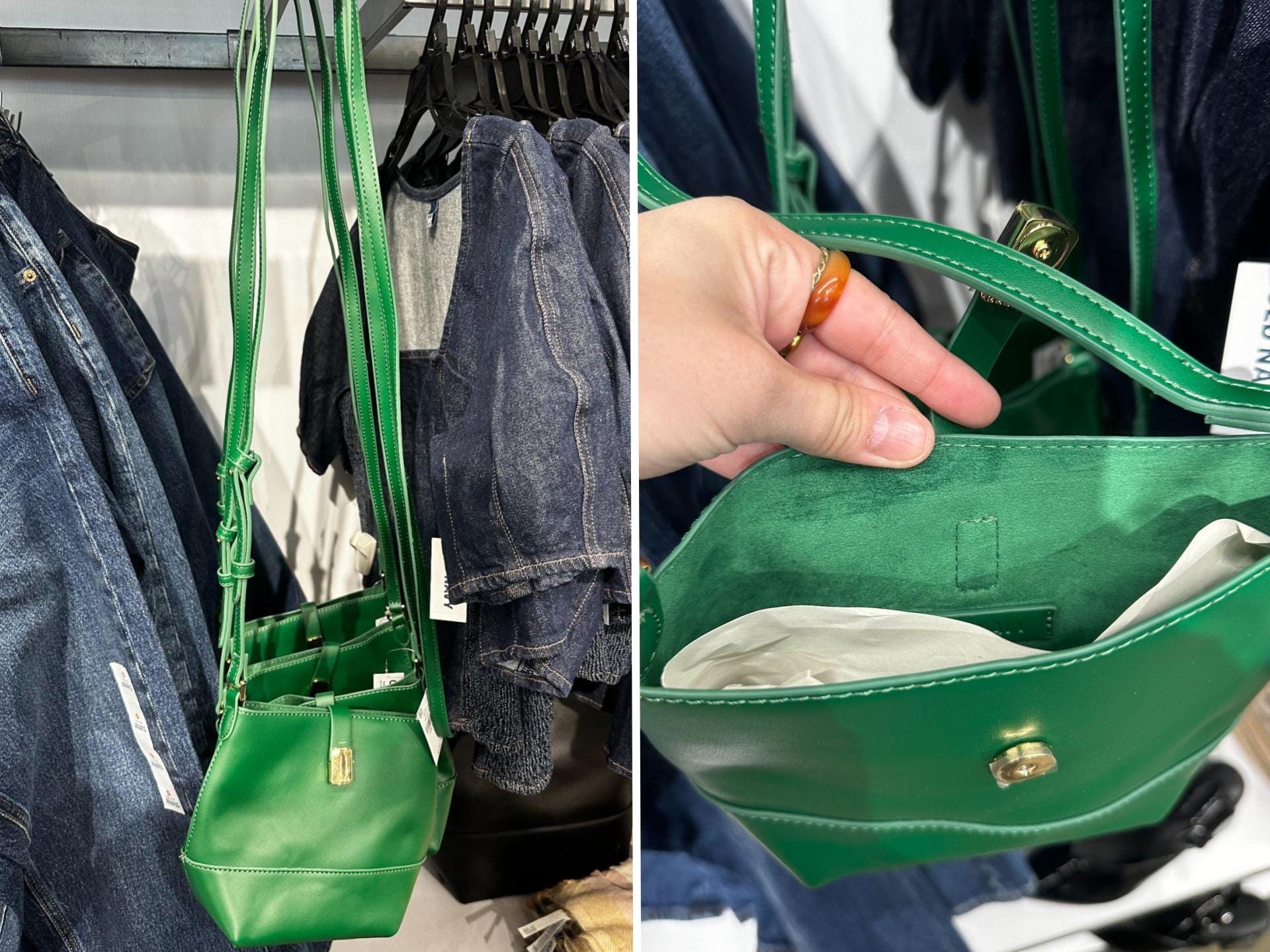The Small Preppy Bucket Crossbody Bag in Gap Green.
