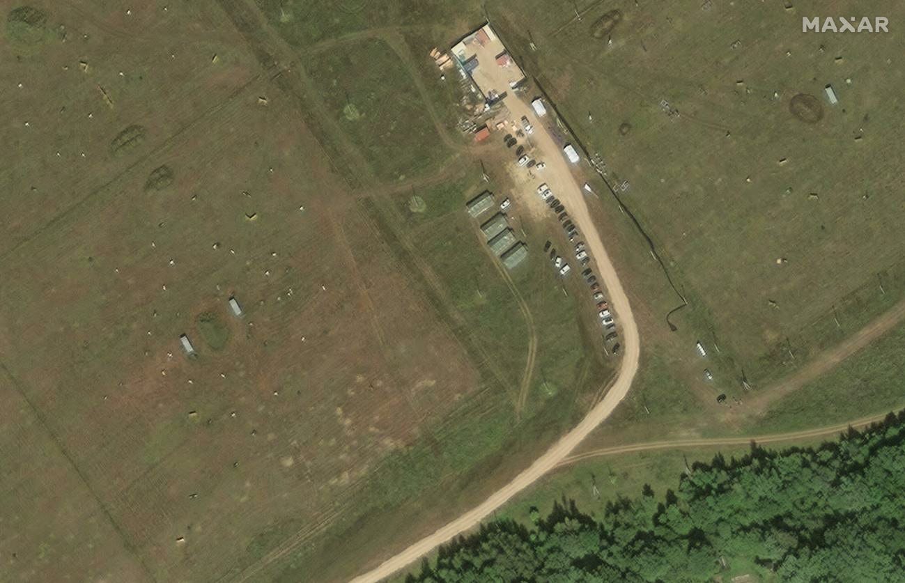 A close-up view of paintball fields at the Alabuga special economic zone in Russia on August 24.