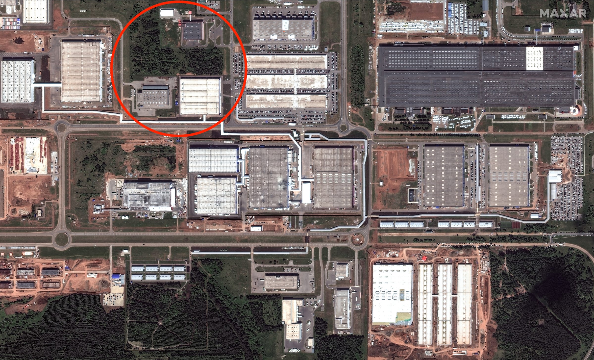 A satellite image of the Yelabuga drone production site in Russia in June 2025.