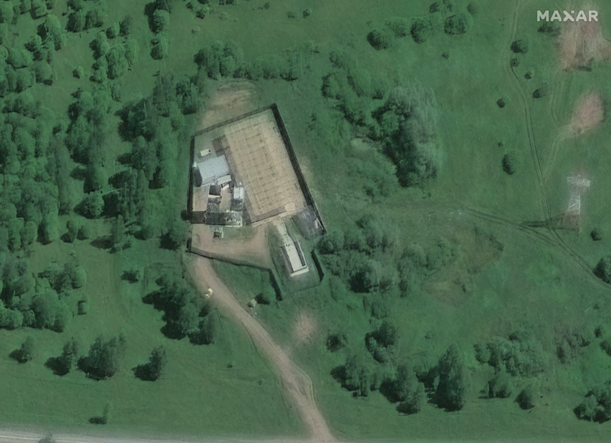 A satellite image of a Pantsir air defense system at the Yelabuga drone factory in Russia in July 2025.