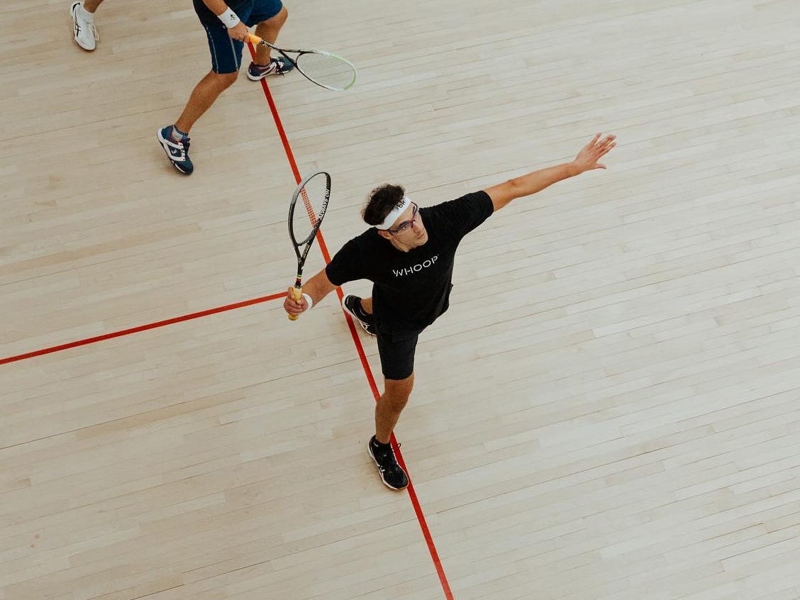 Will Ahmed playing squash
