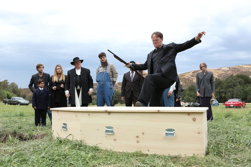 THE OFFICE -- "The Farm" Episode 905 -- Pictured: Rainn Wilson as Dwight Schrute-- (Photo by: Tyler Golden/NBCU Photo Bank/NBCUniversal via Getty Images via Getty Images)