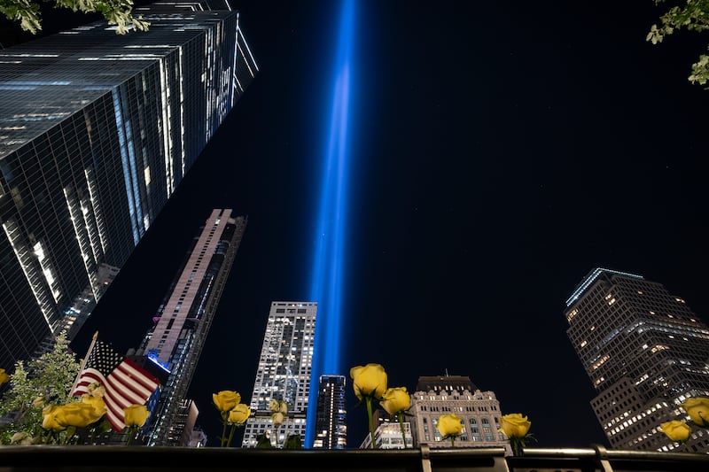 The annual "Tribute of Light" illuminates the skies above New York City on the 19th anniversary of the September 11, 2001 terror attacks, as seen from the 9/11 Memorial.