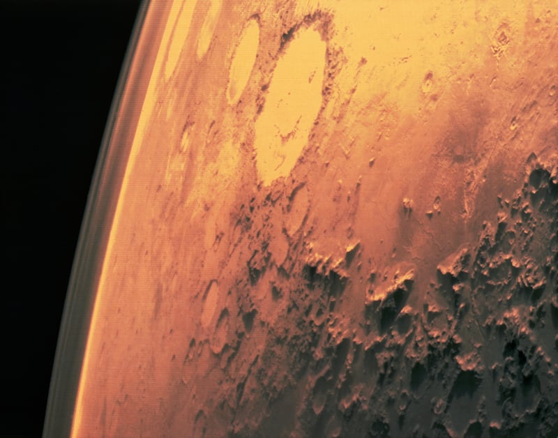 Surface of Mars, taken by Viking 1. The round areas are impact craters where asteroids have hit the planet. 1975. (Photo by © CORBIS/Corbis via Getty Images)