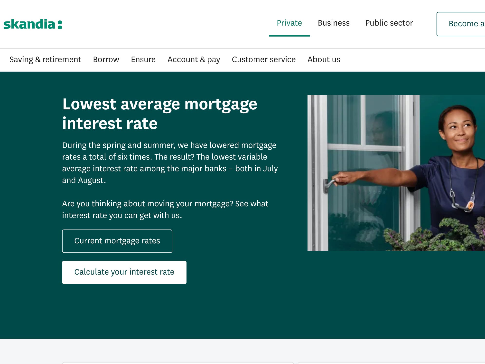 Skandia's website homepage.