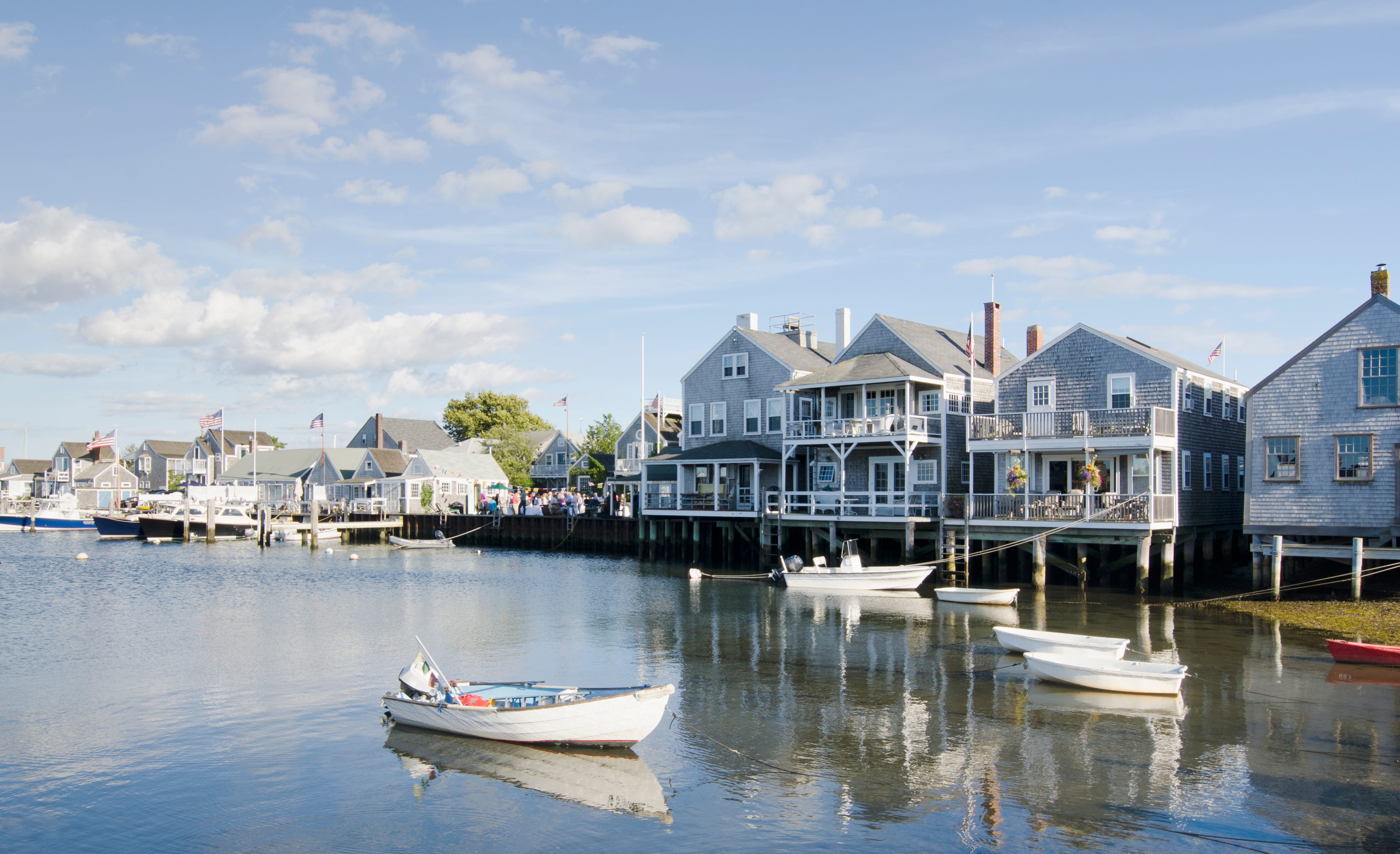 Homes on the water in Cape Cod.