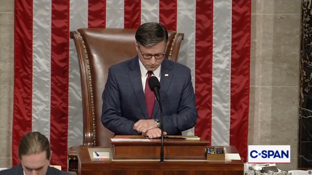 House Speaker Mike Johnson mourning Charlie Kirk.