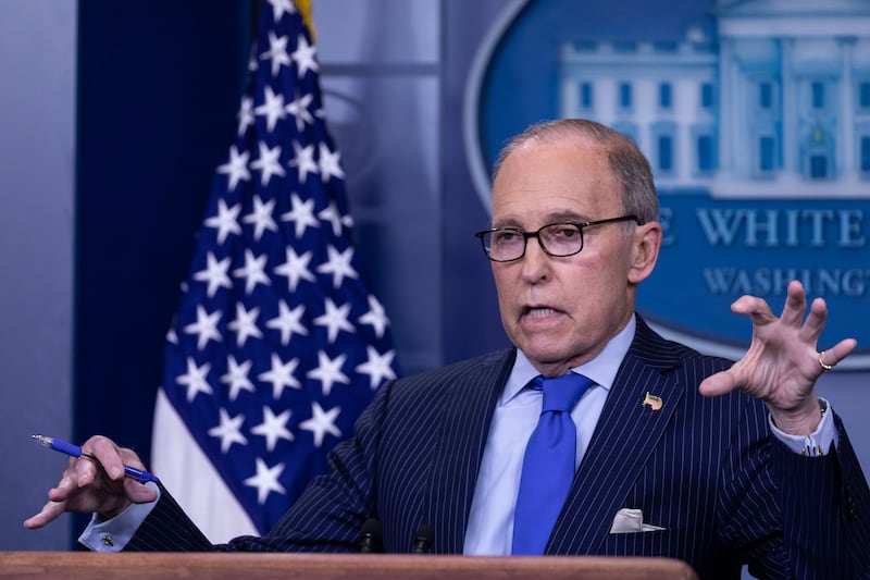 Larry Kudlow, NEC Director and Assistant to U.S. President Donald Trump for Economic Policy, conducts a press briefing on the G7 Summit in the James S. Brady Press Briefing Room of the White House, on Wednesday, June 6, 2018. (Photo by Cheriss May/NurPhoto via Getty Images)