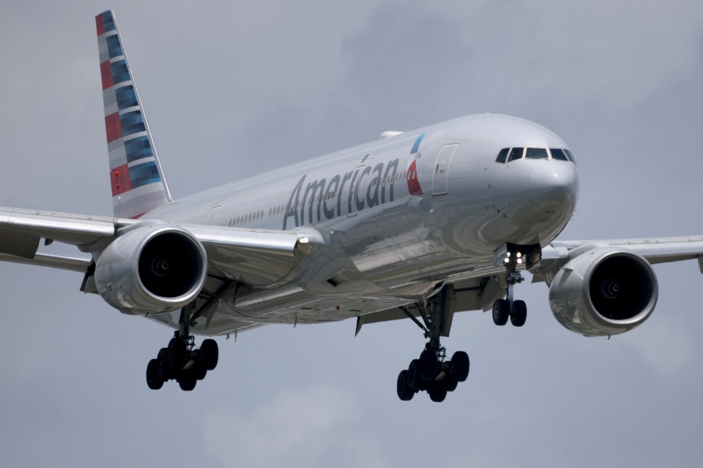 American Airlines plane landing.