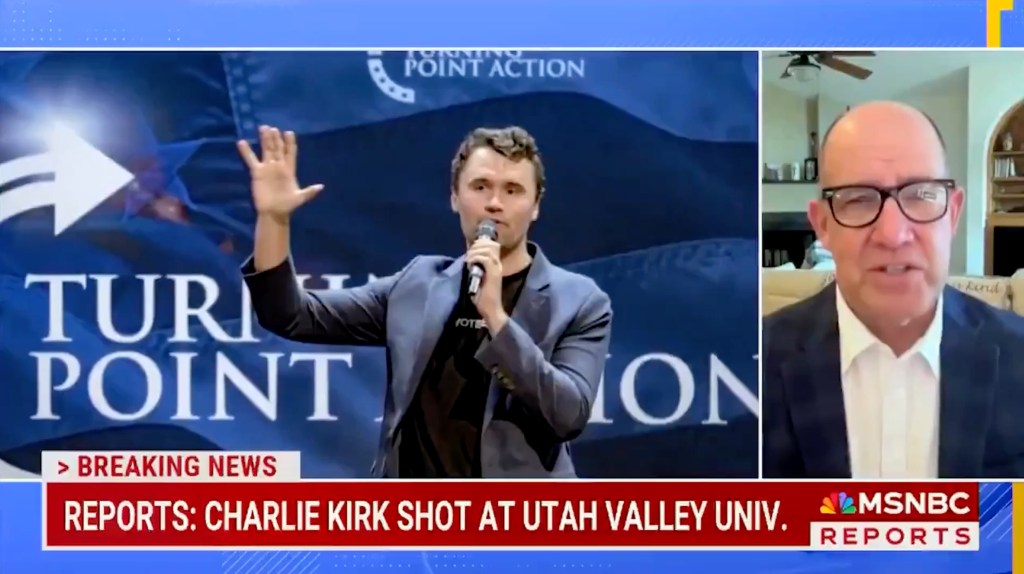 MSNBC report on Charlie Kirk being shot at Utah Valley University, featuring Matthew Dowd.