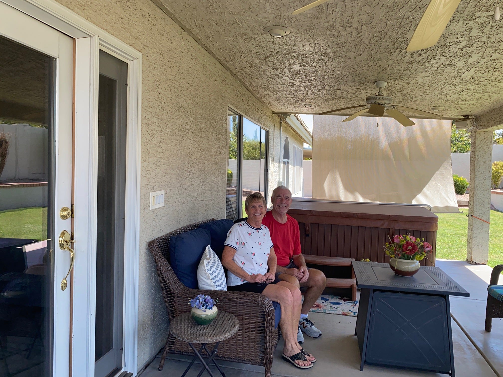 Tom and Jeanne Skellan at their house in Mesa, Arizona