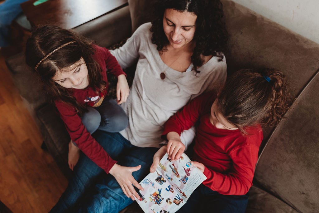 The author with her two daughters