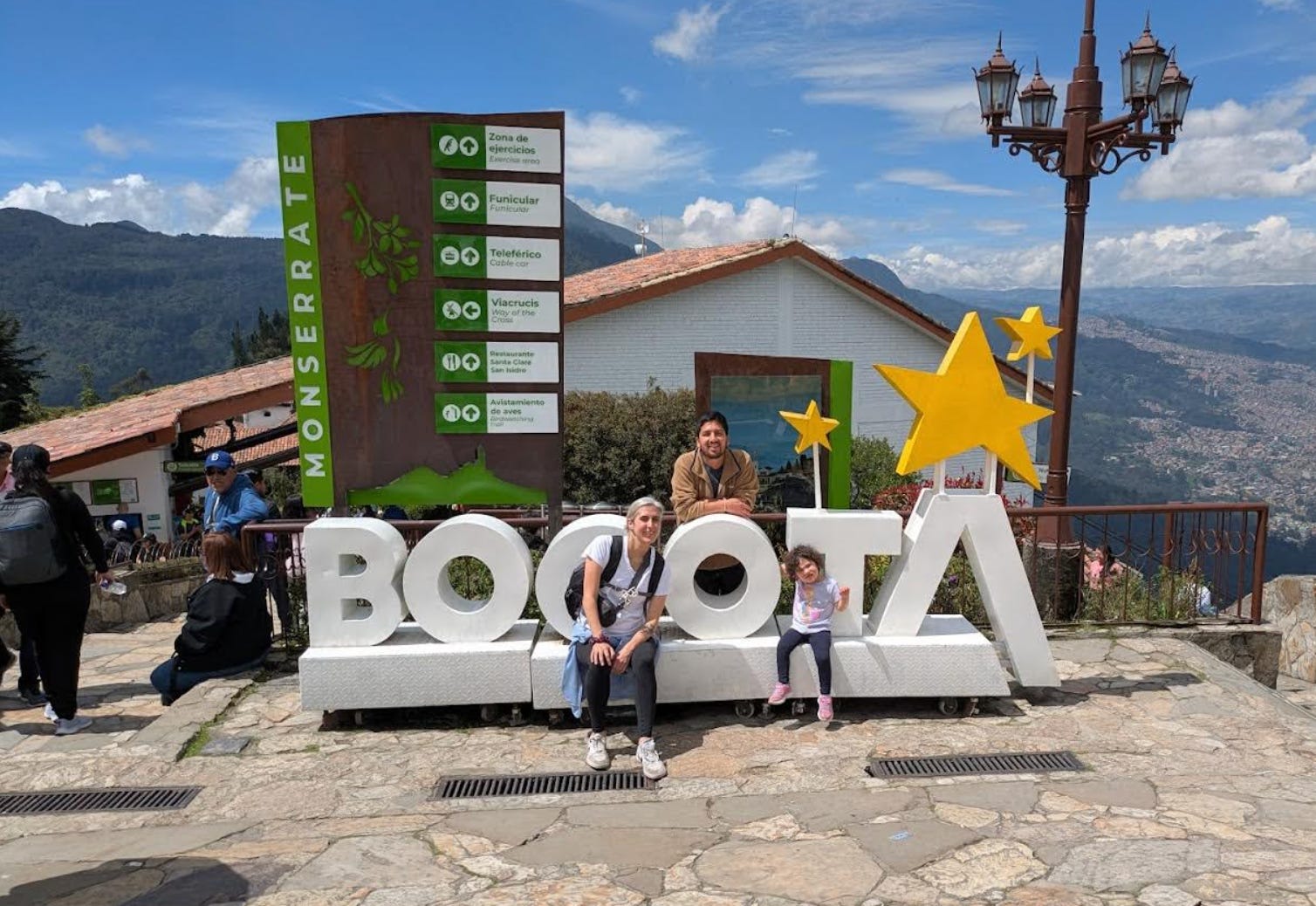 The writer, her husband, and their daughter in Bogota, Colombia.