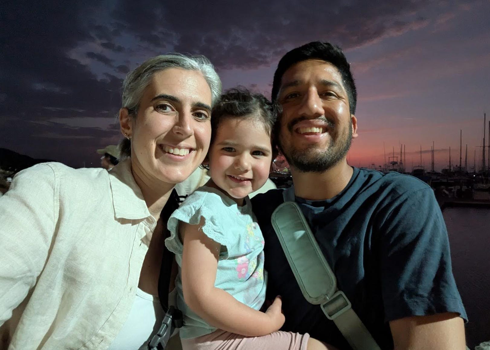 The writer, her husband, and their daughter in Colombia.