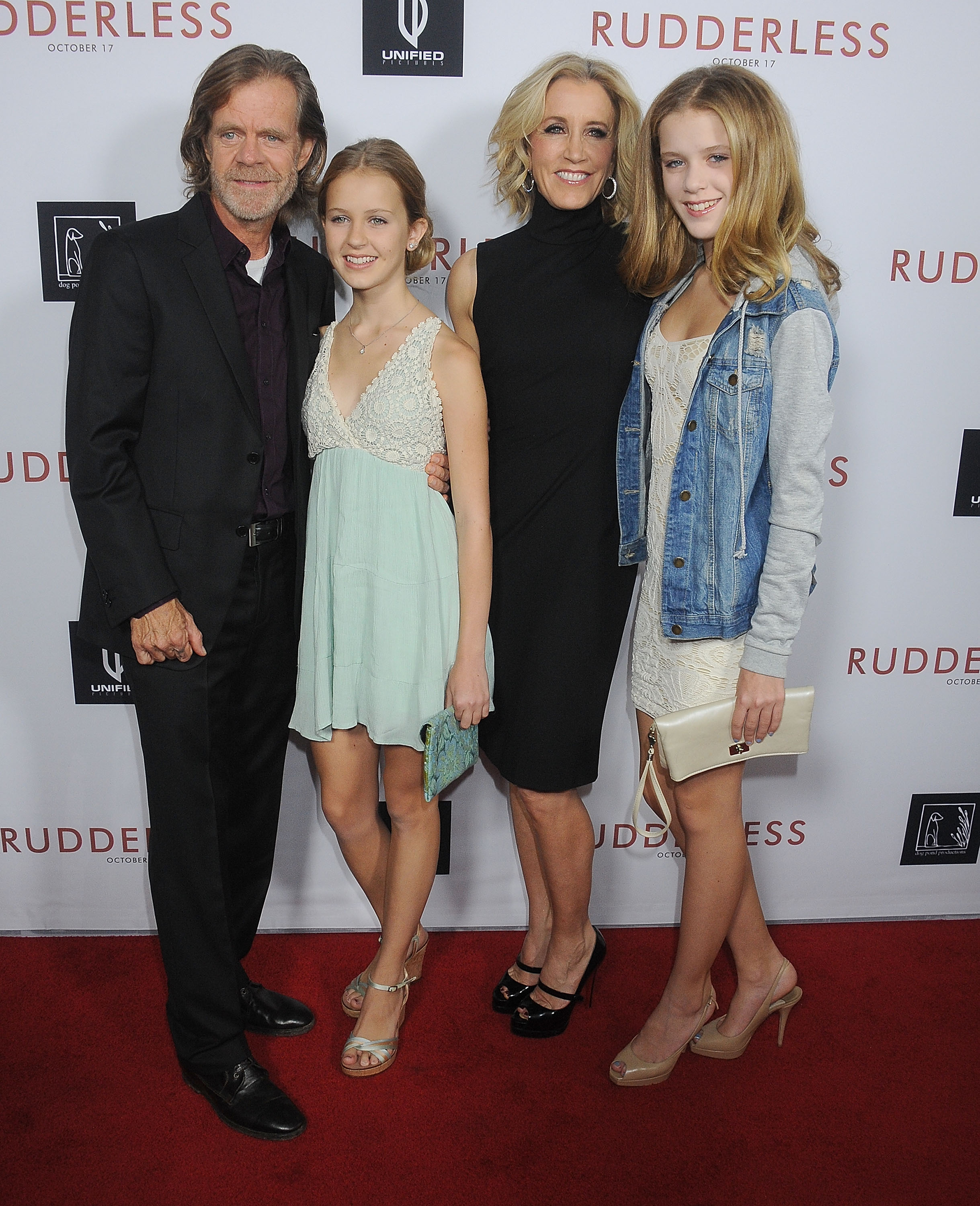 William H. Macy, Felicity Huffman and their two daughters in LA in October 2014