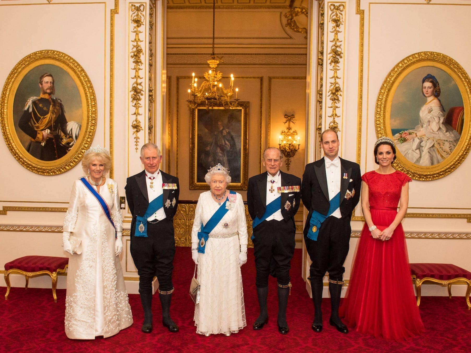 The royal family at Buckingham Palace in 2016.