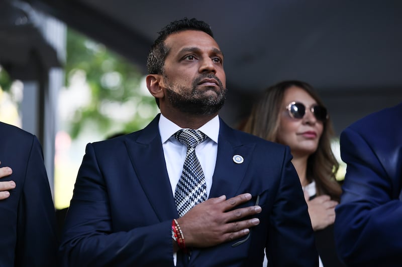 Kash Patel, the FBI director, attends the annual 9/11 Commemoration Ceremony at the National 9/11 Memorial and Museum on the morning after the shooting.