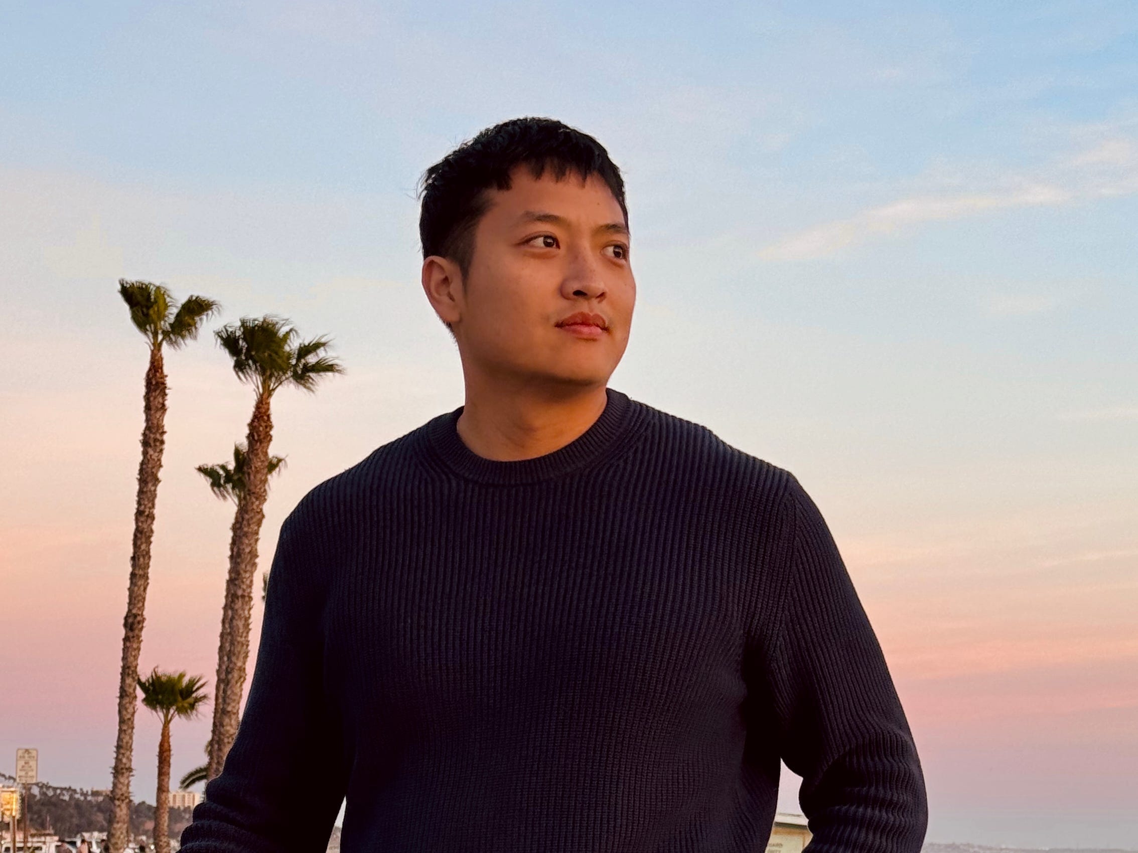 Sutasit Srivisarvacha standing near a beach in Los Angeles