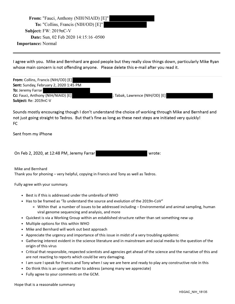 Email exchange regarding the 2019-nCoV.