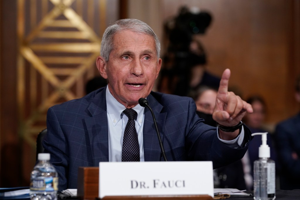Dr. Anthony Fauci testifying before Congress.