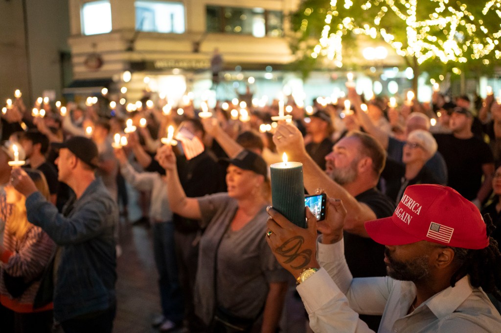 Candlelight vigil for Charlie Kirk.