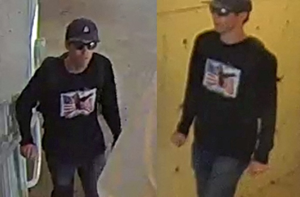 Security footage showing a person of interest in the Charlie Kirk shooting.