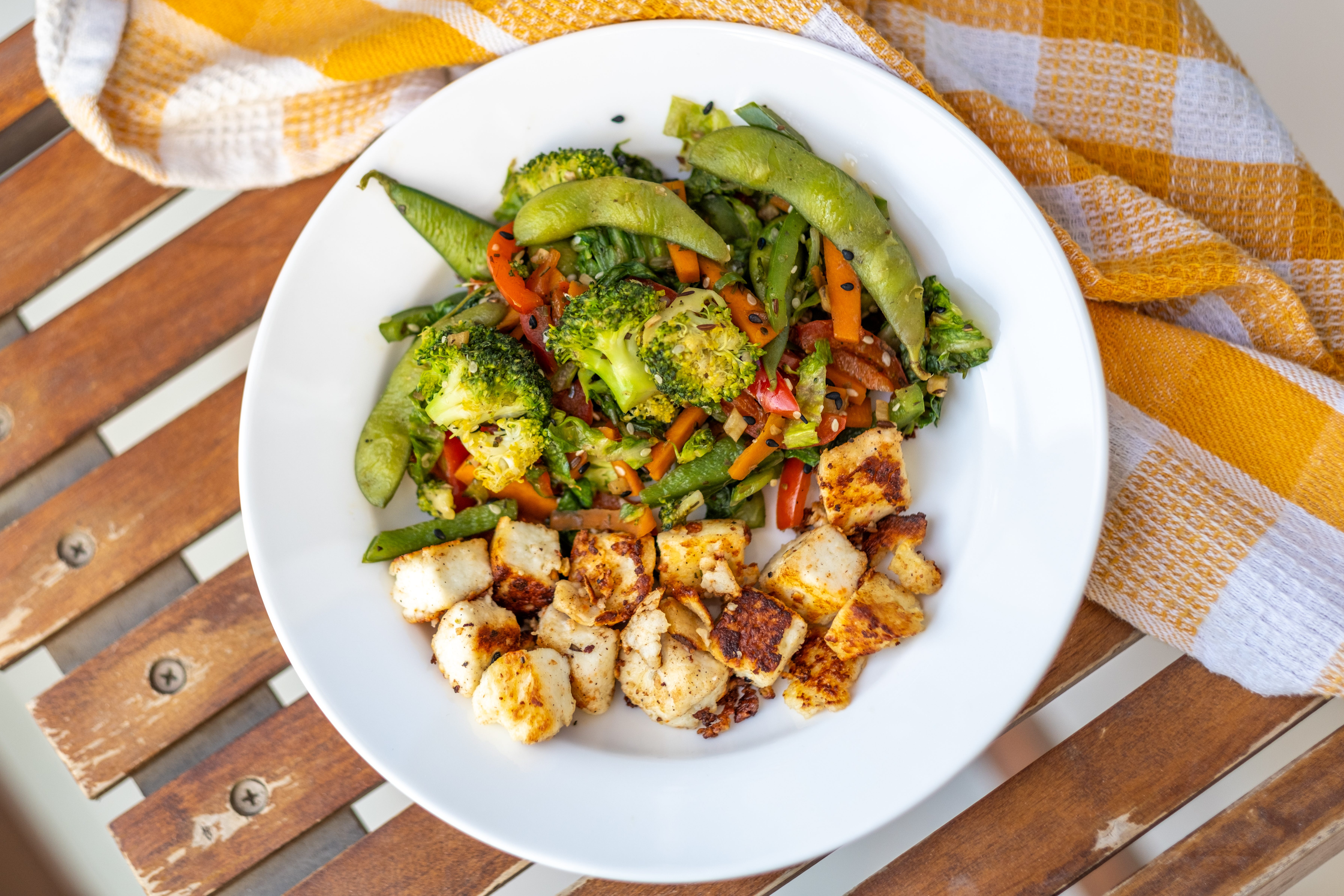 Plate of tofu stir-fry