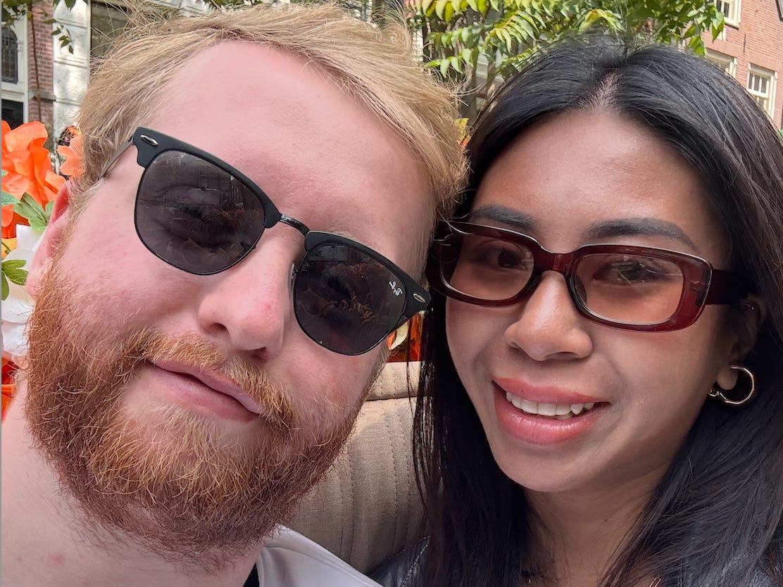 The writer and her partner on their Europe trip.