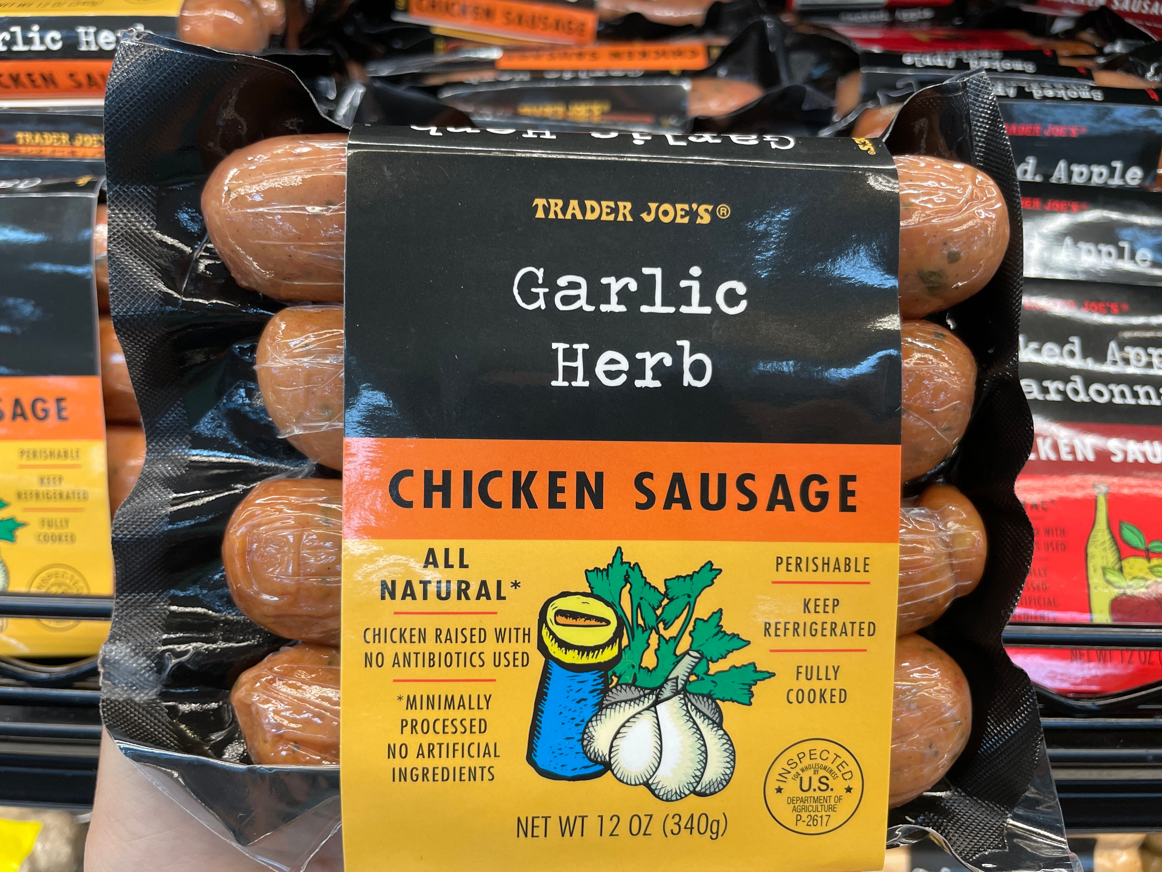 Tracer Joe's garlic and herb chicken sausage
