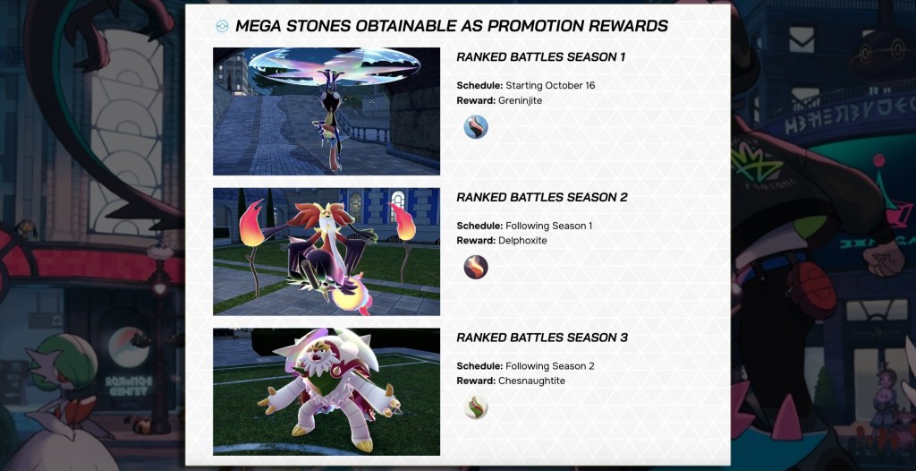 PLZA Kalos Starters Mega Evolutions Unlock Page