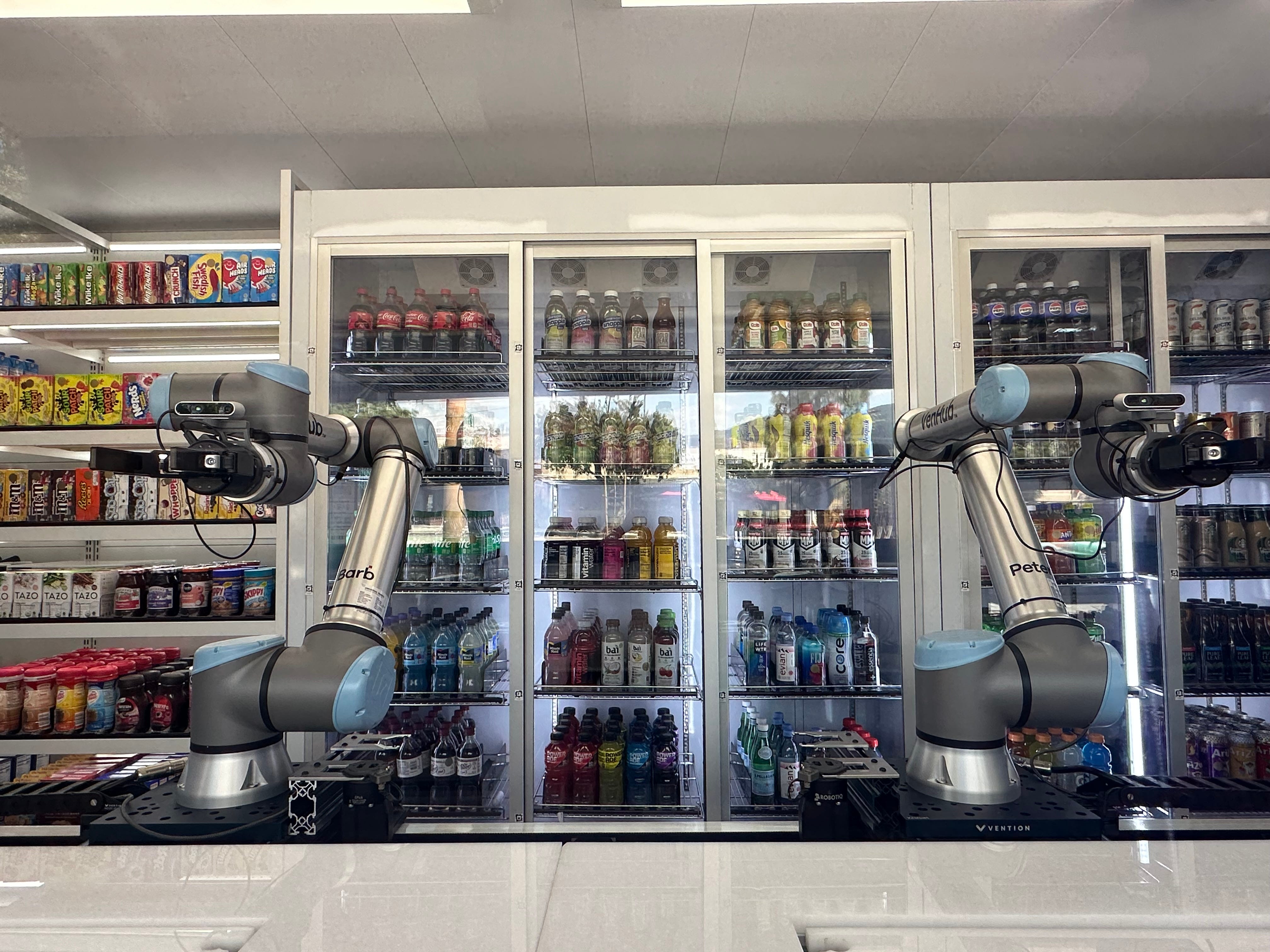 VenHub interior showing Barb and Peter, robotic arms.