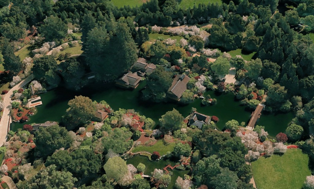 Aerial view of Larry Ellison's Woodside residence.