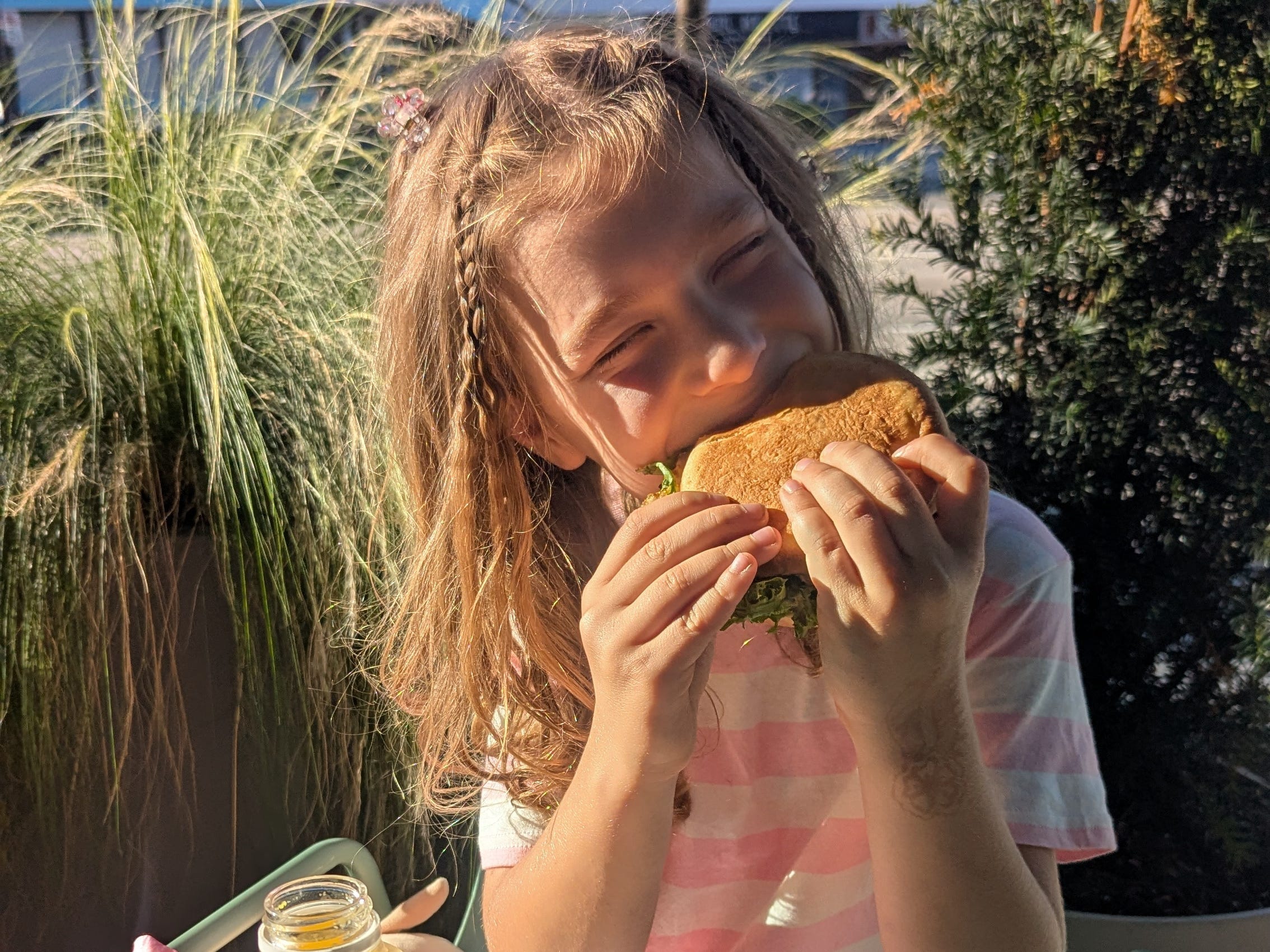 Girl eating sandwich